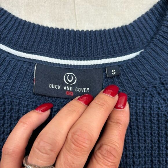 Men’s‎ Duck and Cover Brand Blue Waffle Knit Long Sleeve Sweater Size Small - Picture 7 of 8